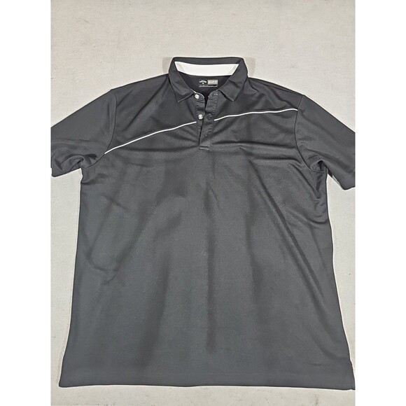 Callaway Opti Dri Mens 2XL Polo Shirt Black w/ White Stripe Performance Golf - Picture 1 of 8